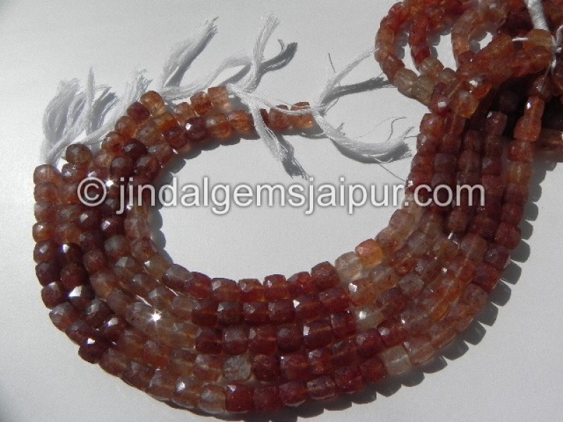 Strawberry Quartz Faceted Cube Shape Beads